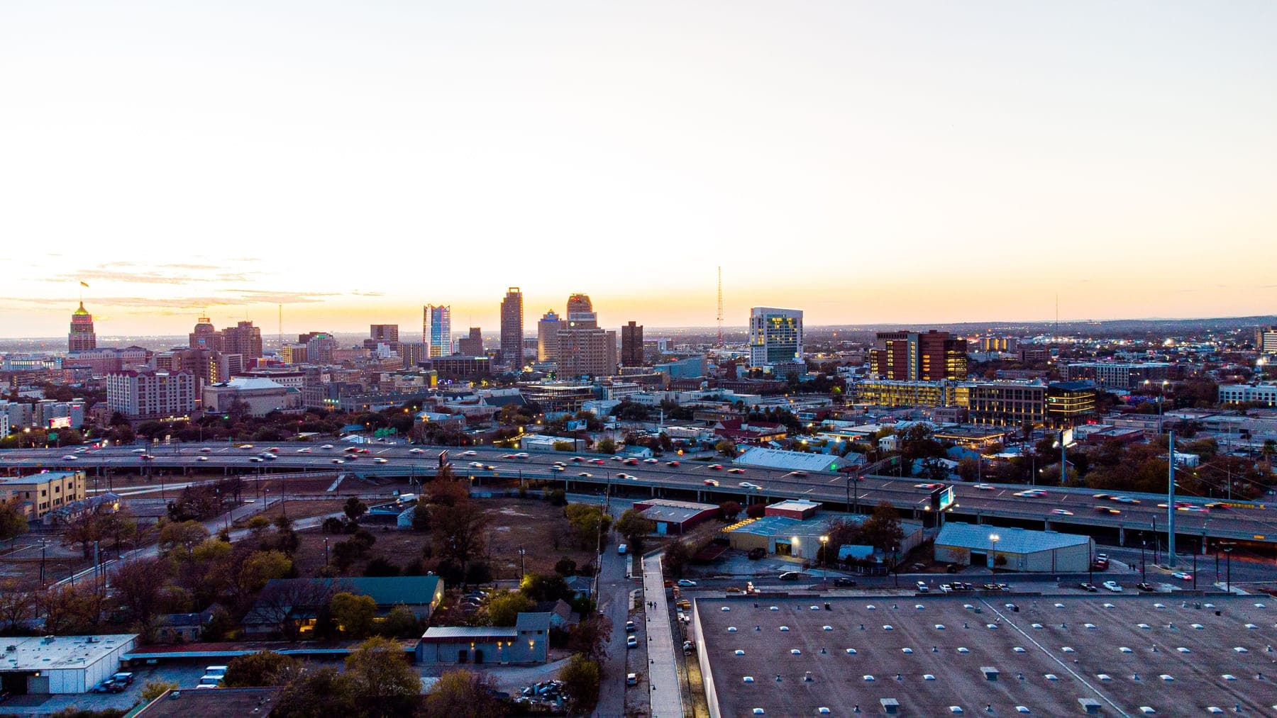 San Antonio skyline at sunset